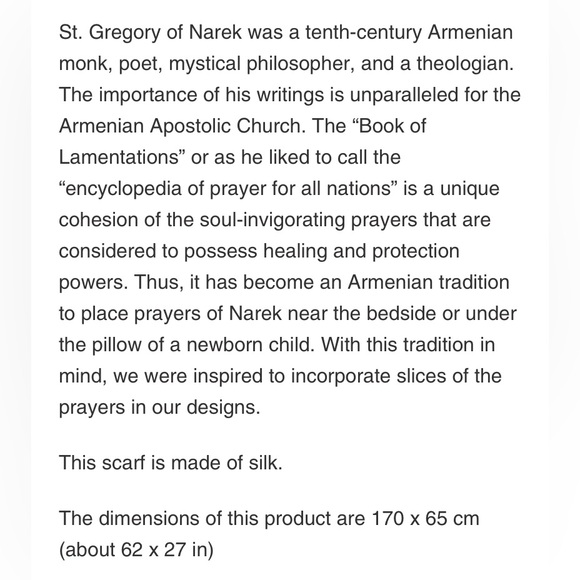 Armenian 100% Silk Scarf Hand Made in Yerevan Yellow/Grey St. Gregory Prayer NWT - Picture 2 of 16
